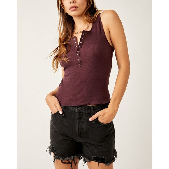 NWT FREE PEOPLE The Laid Back Tank / Chocolate Merlot - Picture 1 of 5